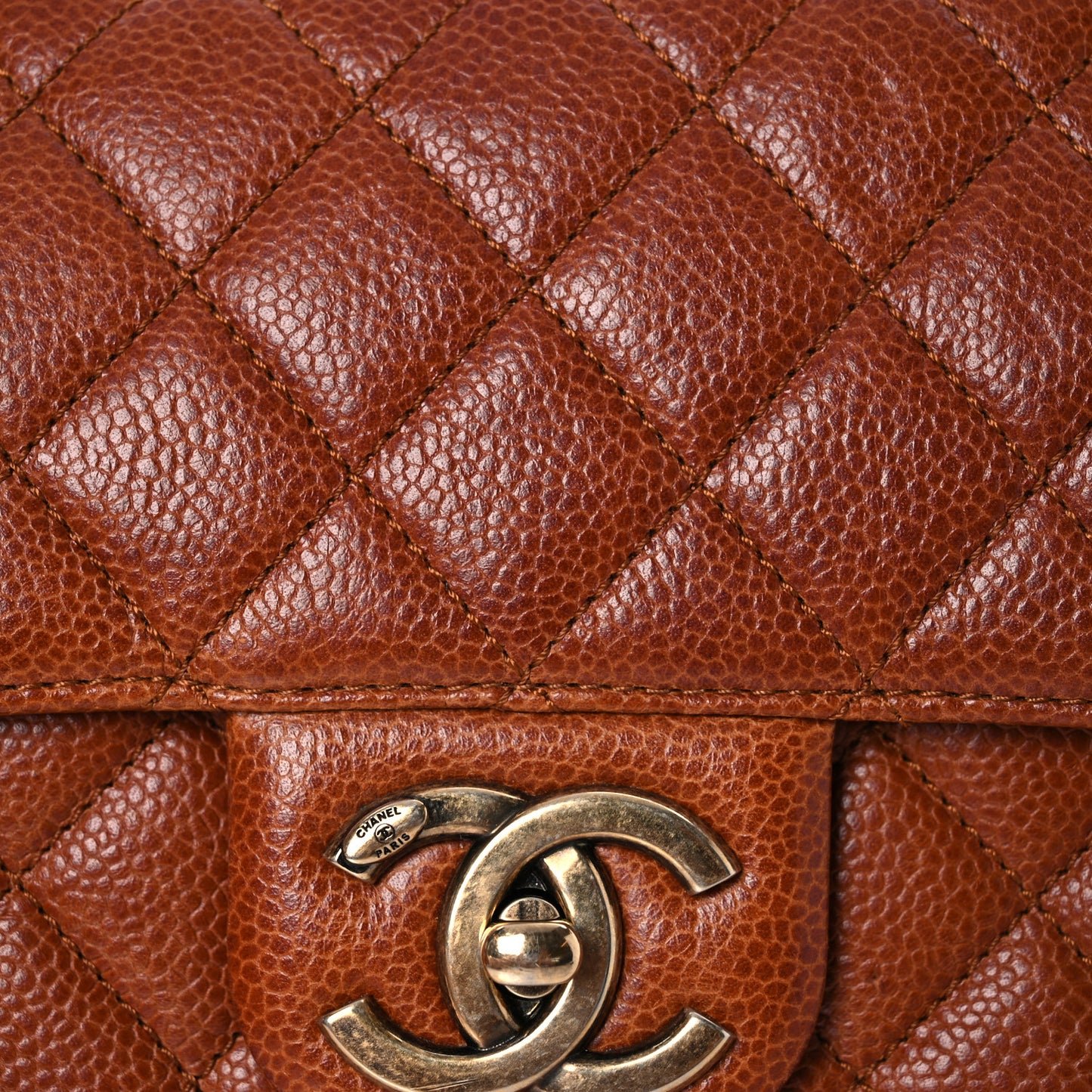 Caviar Quilted Small Retro Class Flap Brown
