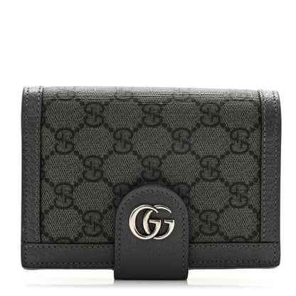 Gucci GG Supreme Monogram Textured Dollar Calfskin Web Ophidia Passport Case Grey 1 of 8