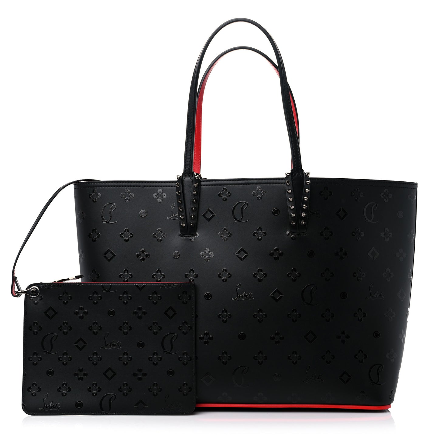 Calfskin Loubinthesky East West Cabata Tote Black
