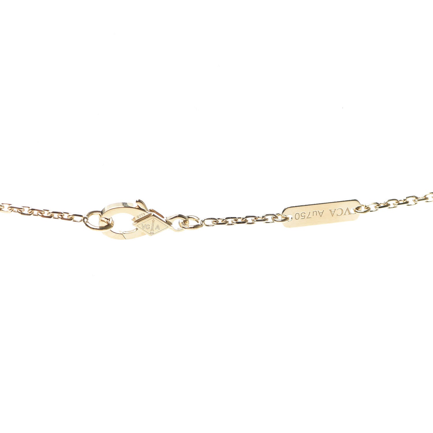 Van Cleef & Arpels 18K Yellow Gold Diamond Yellow Mother of Pearl Vintage Alhambra Pendant Necklace 5 of 7
