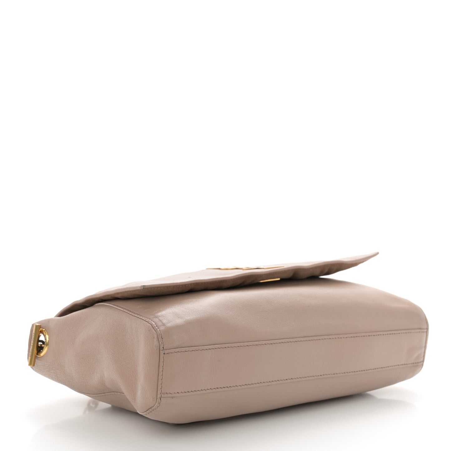 Smooth Calfskin Suede Medium Reversible Monogram Kate Satchel Taupe