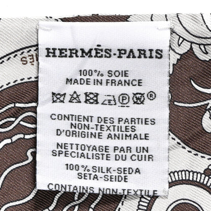 Hermes Silk Festival Des Amazones Bandana Fringed Twilly Craie Brun 3 of 6