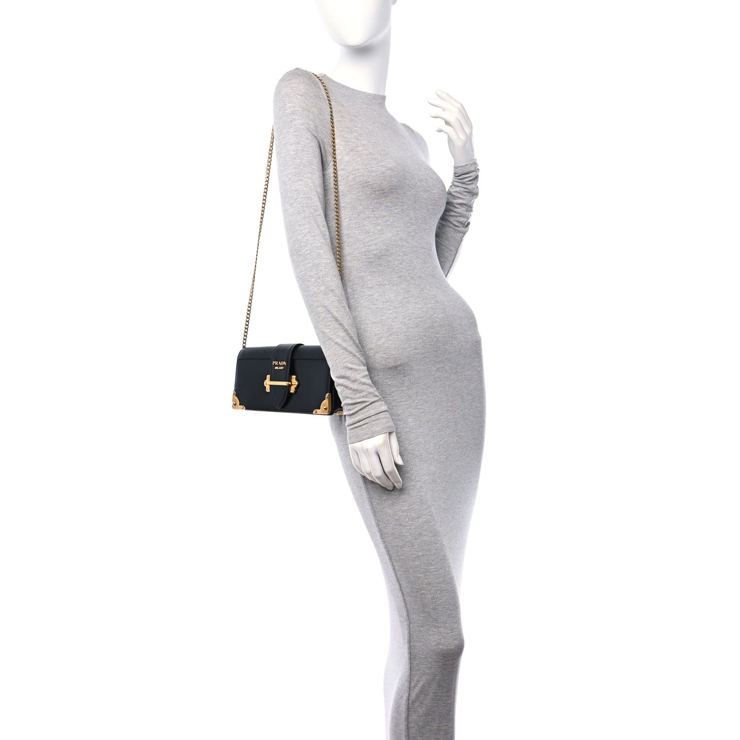 Prada City Calfskin Saffiano Cahier Pochette Black 2 of 10