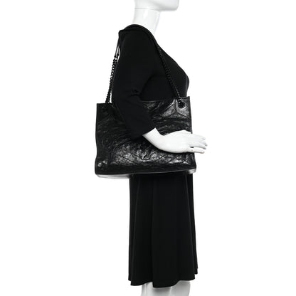 Saint Laurent Crinkled Calfskin Matelasse Monogram Medium Niki Shopper Tote Black 2 of 11