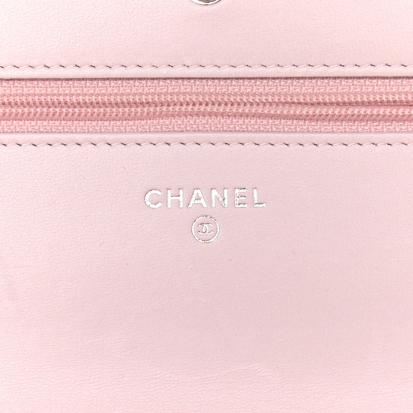 Lambskin Quilted Wallet On Chain WOC Light Pink