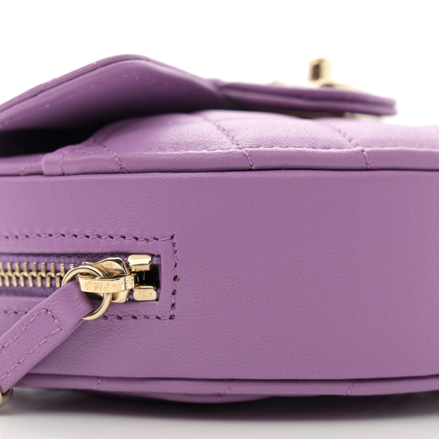 Chanel Lambskin Quilted CC In Love Heart Clutch With Chain Purple 9 of 12