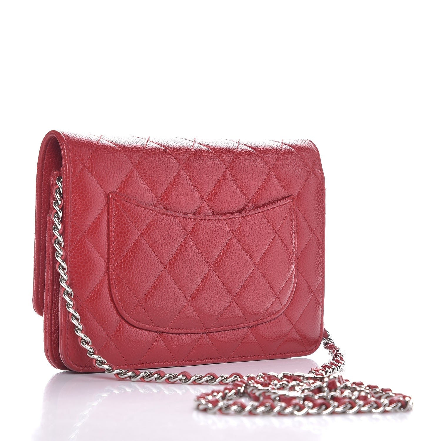 Chanel Caviar Quilted Wallet on Chain WOC Red 3 of 13