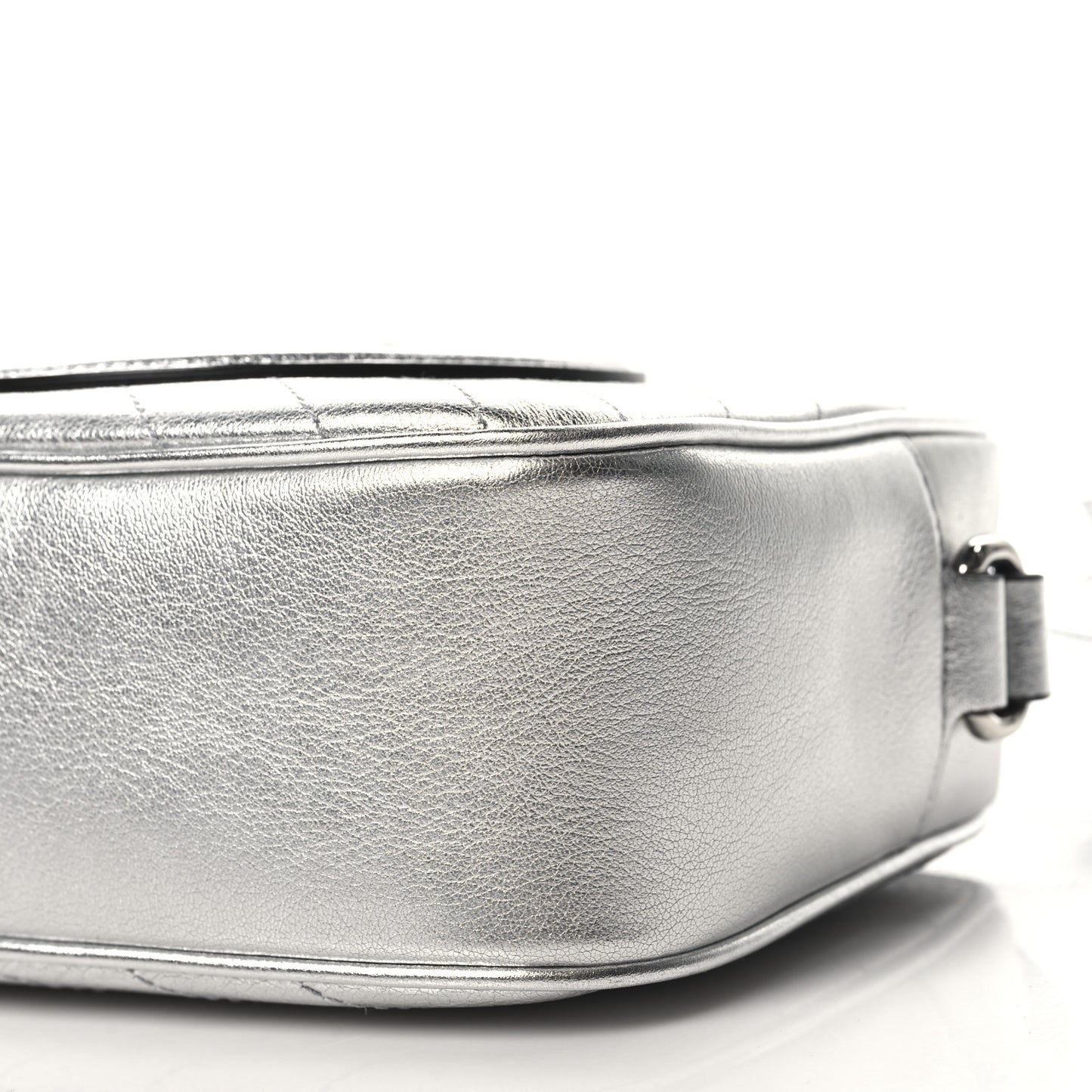 Metallic Sakai Be Green Calfskin Diagonal Stitched Small Blondie Shoulder Bag Silver