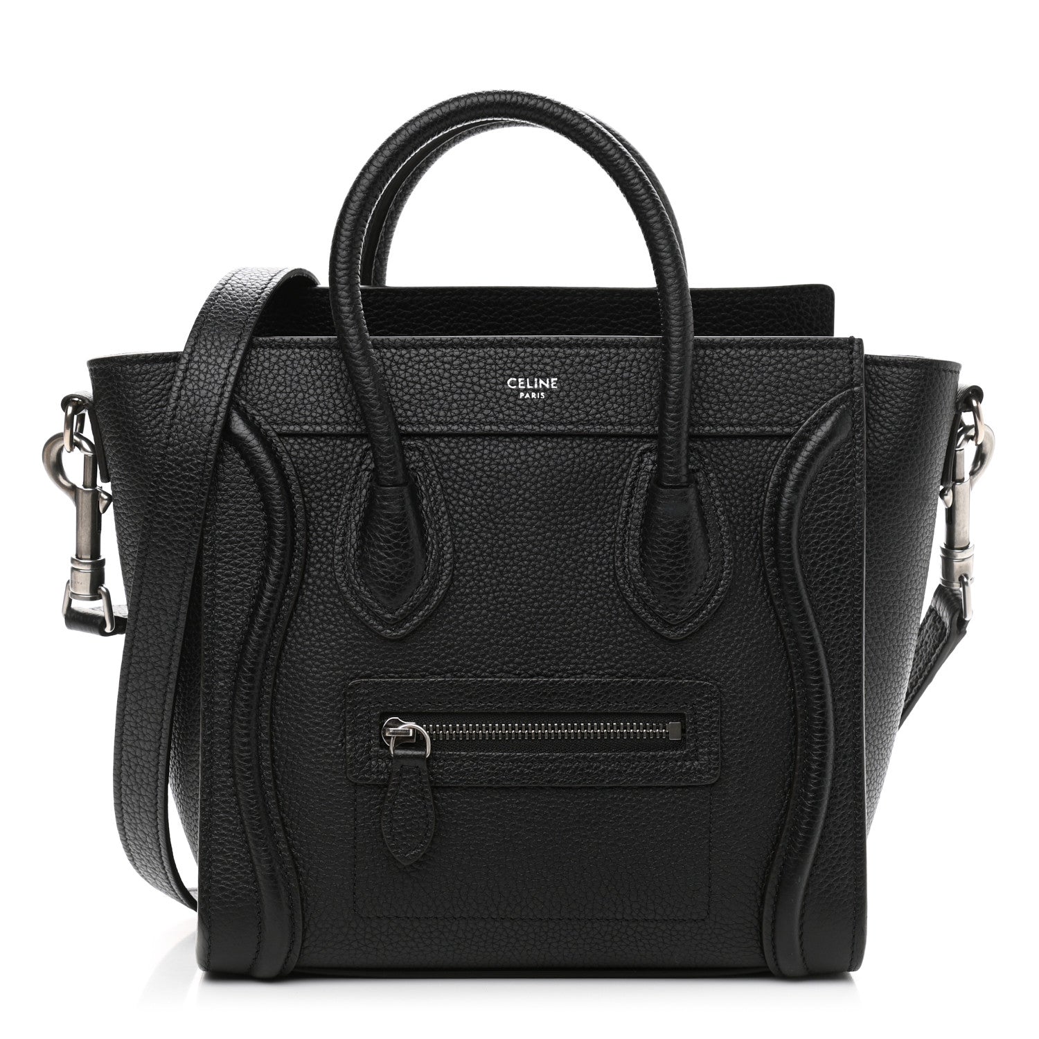 Celine Drummed Calfskin Nano Luggage Black 1 of 10