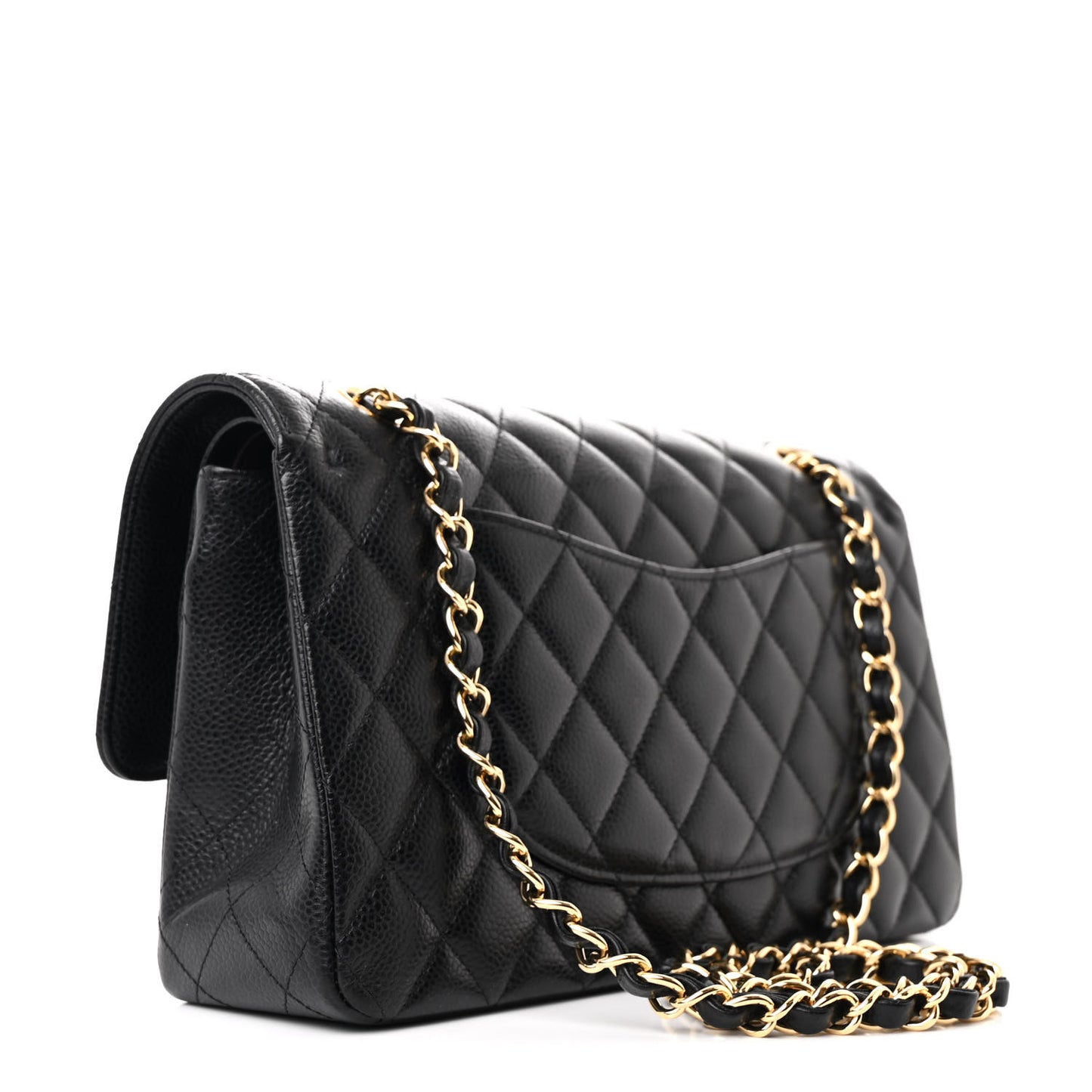 Caviar Quilted Medium Double Flap Black