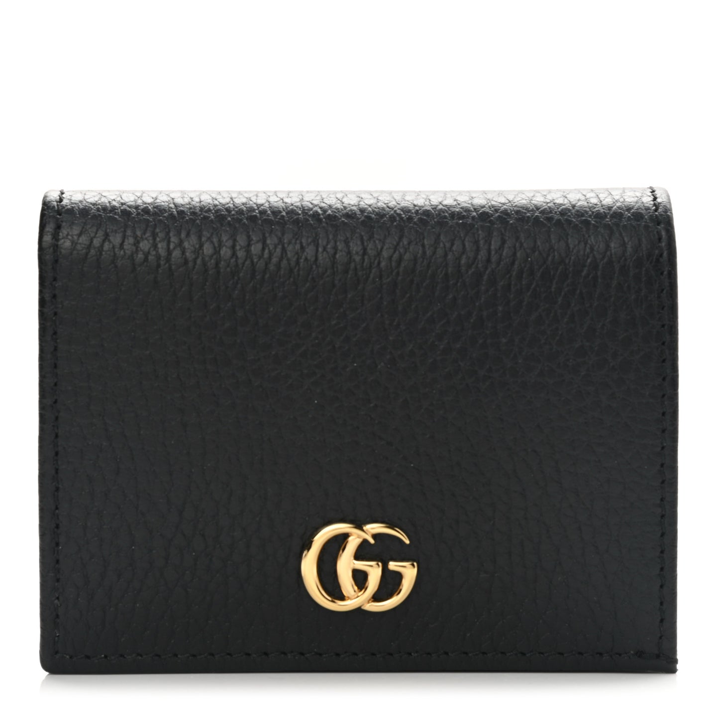 Pebbled Calfskin GG Marmont Card Case Black
