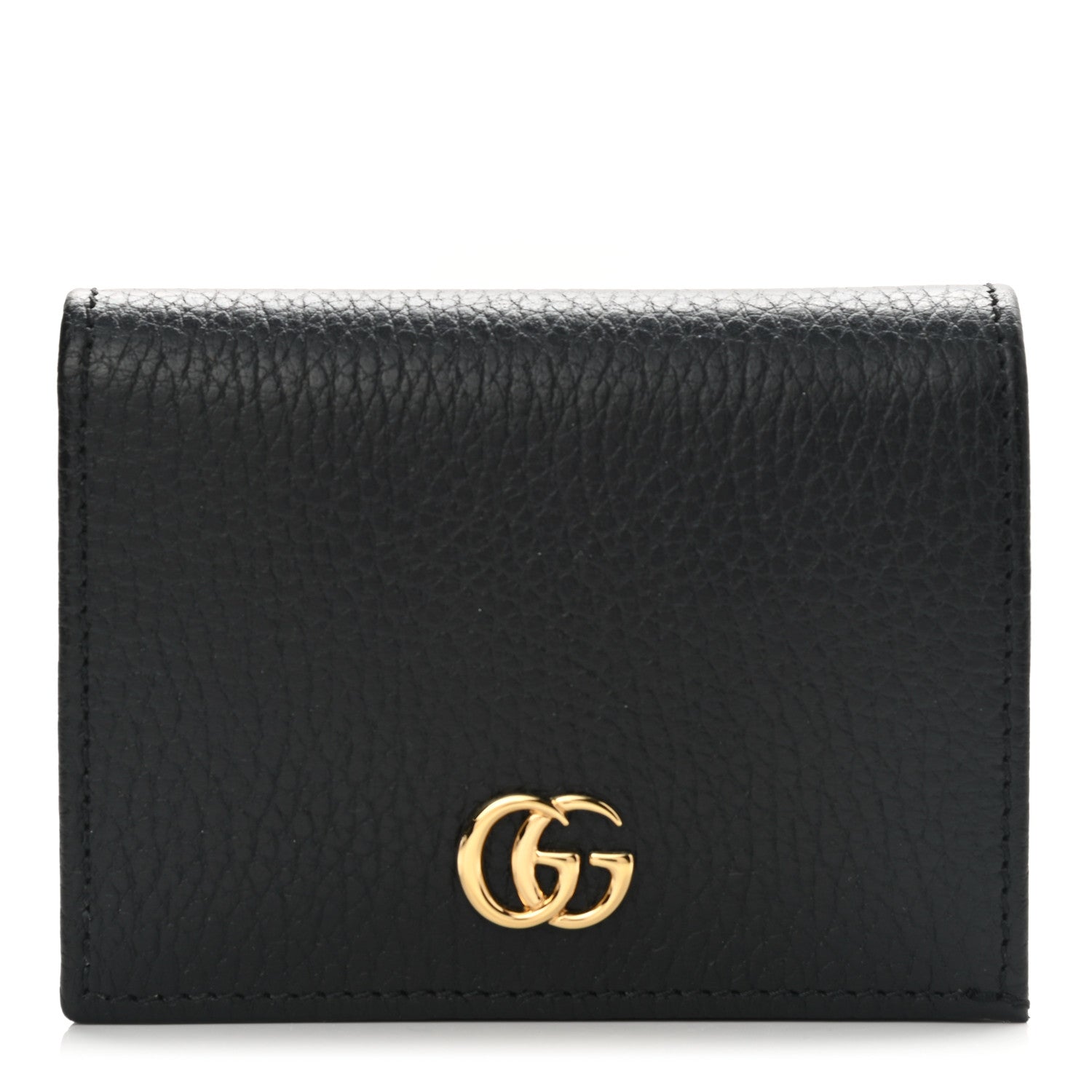 Gucci Pebbled Calfskin GG Marmont Card Case Black 1 of 9