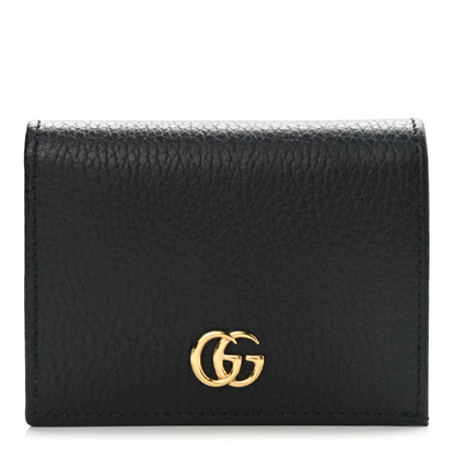 Gucci Pebbled Calfskin GG Marmont Card Case Black 1 of 9
