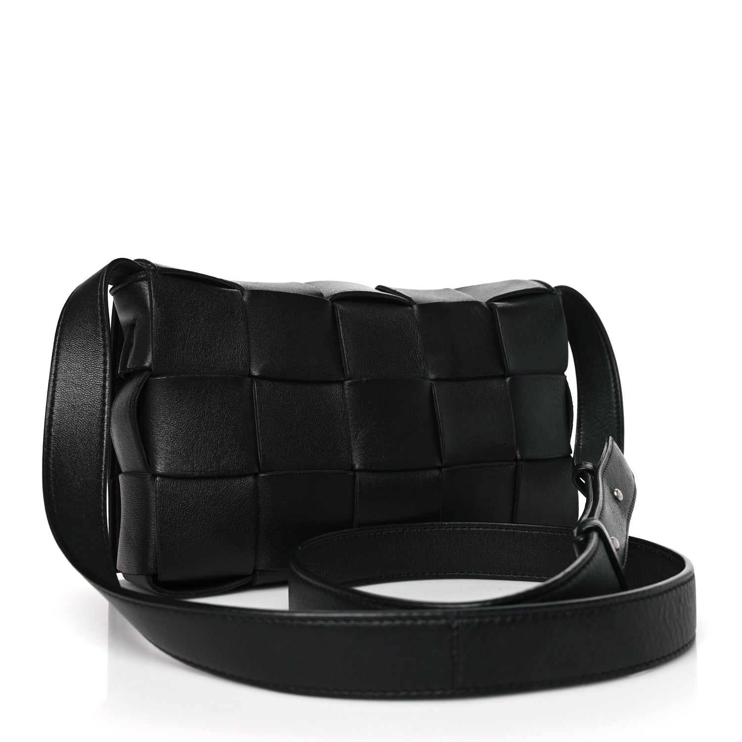 Bottega Veneta Lambskin Maxi Intreccio Small Cassette Crossbody Bag Black 3 of 8