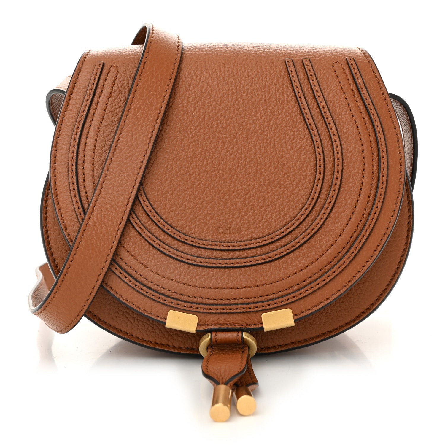 Chloe Grained Calfskin Small Marcie Saddle Bag Tan 1 of 10