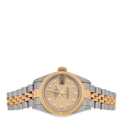 Rolex Stainless Steel 18K Yellow Gold Diamond 26mm Oyster Perpetual Datejust Watch Champagne 69173 2 of 4