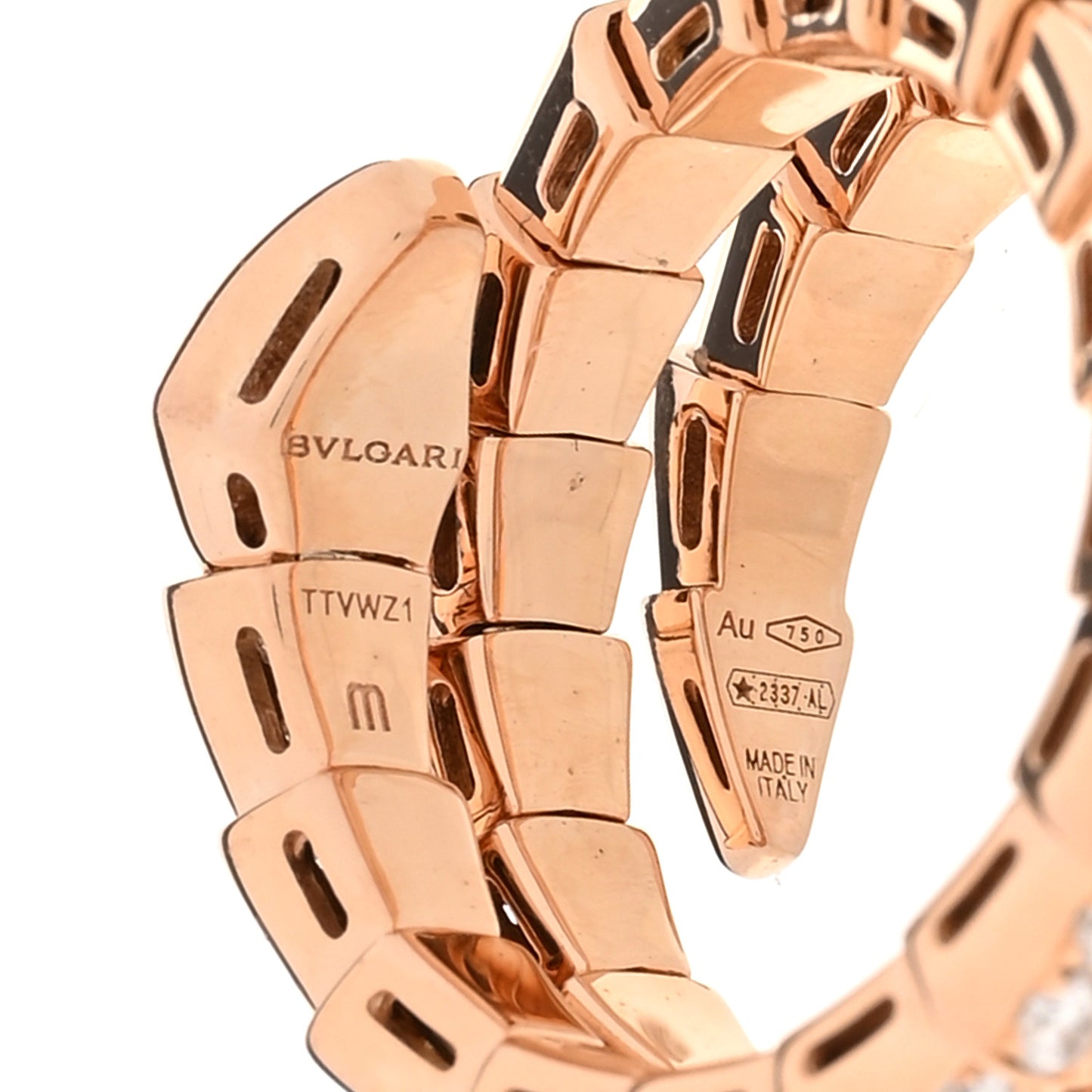 18K Rose Gold Diamond Serpenti Viper Pave Wrap Ring M 50 5.25