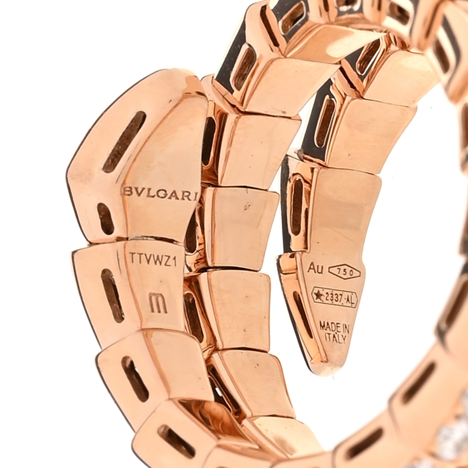 Bulgari 18K Rose Gold Diamond Serpenti Viper Pave Wrap Ring M 50 5.25 4 of 4