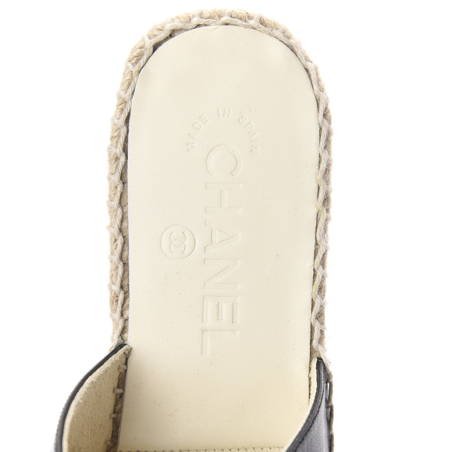 Goatskin Patent Calfskin CC Espadrille Mules 36 Black