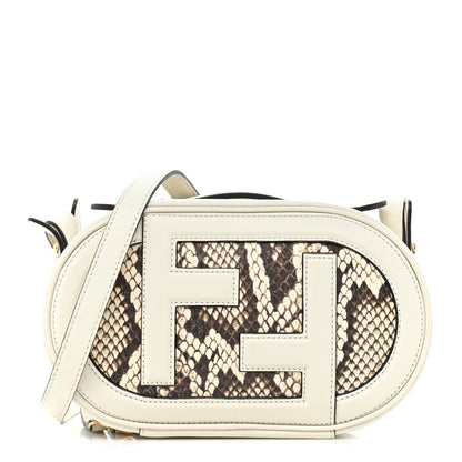 Fendi Vitello Grace Elaphe Python Print O'Lock Mini Camera Case White Ice Daisy Roccia 1 of 9