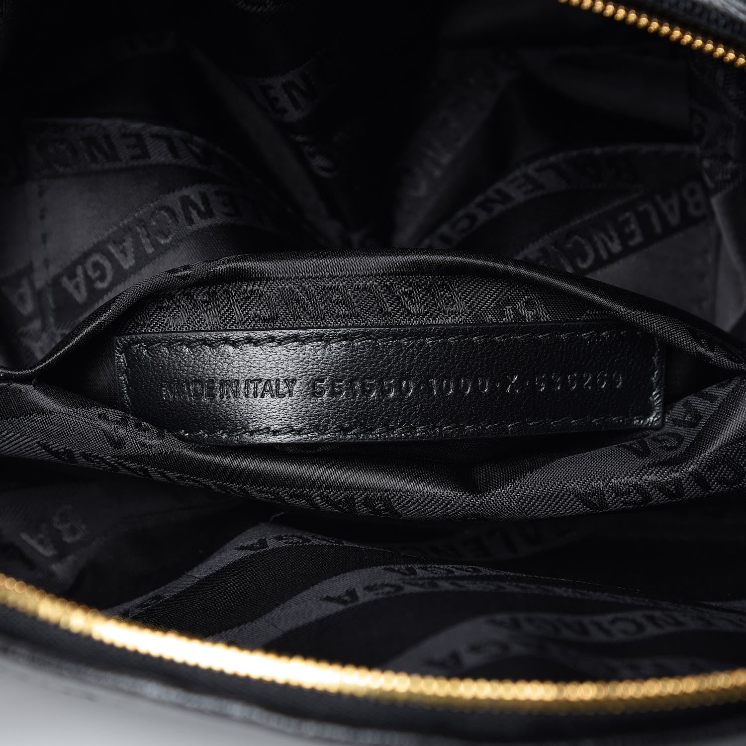 Balenciaga Shiny Goatskin Allover Logo Embossed XS Souvenir Belt Bag Black 6 of 10