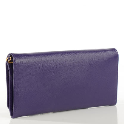 Prada Saffiano Metal Oro Chain Wallet Viola 3 of 9