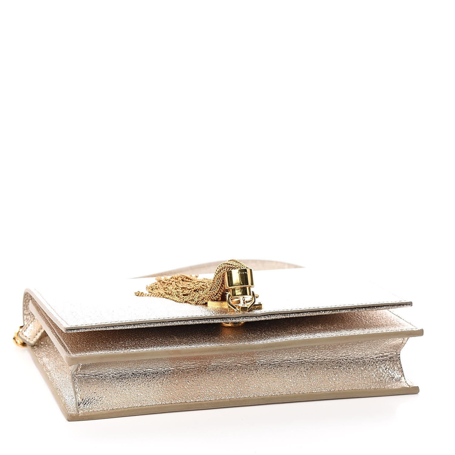 Saint Laurent Metallic Calfskin Classic Monogram Kate Tassel Chain Wallet Platine 4 of 12