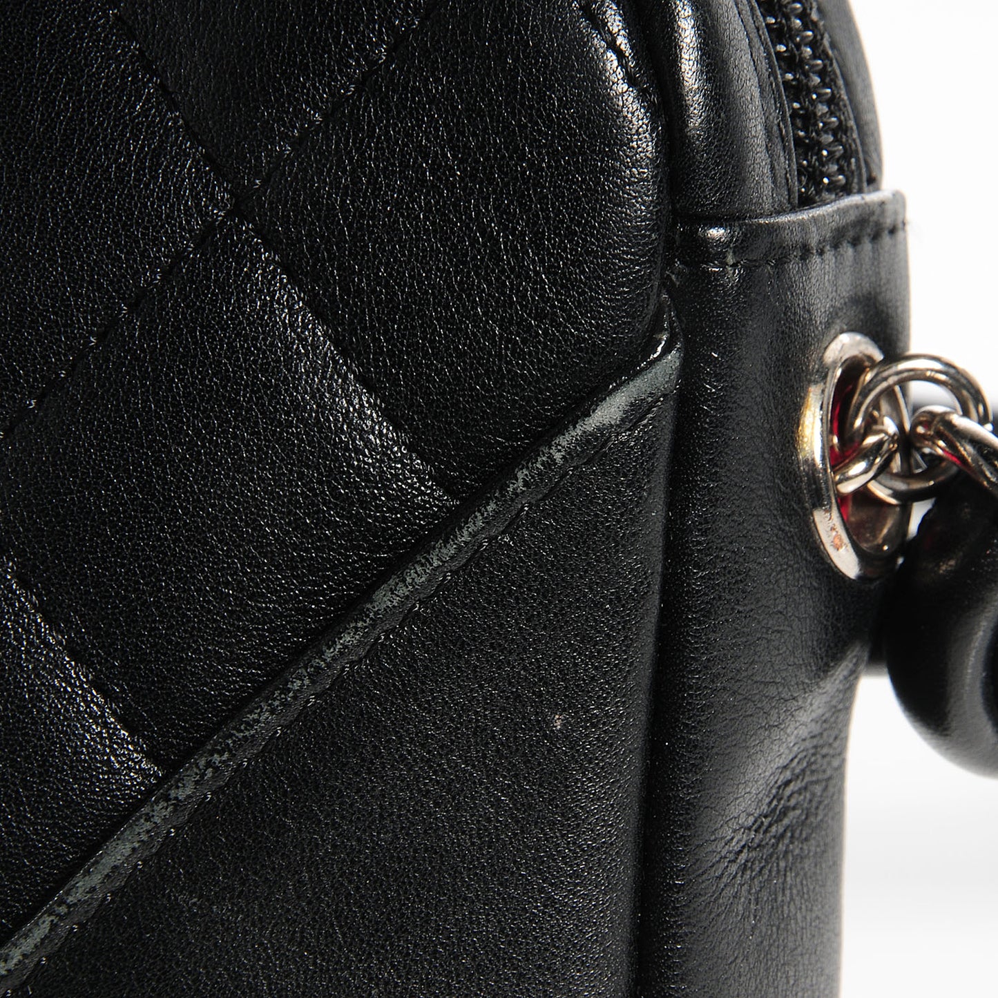 Calfskin Quilted Cambon Pochette Black White