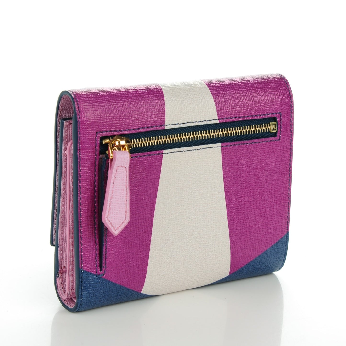Vitello Elite Crystal Eye Monster French Wallet Cobalt Lavender Pink