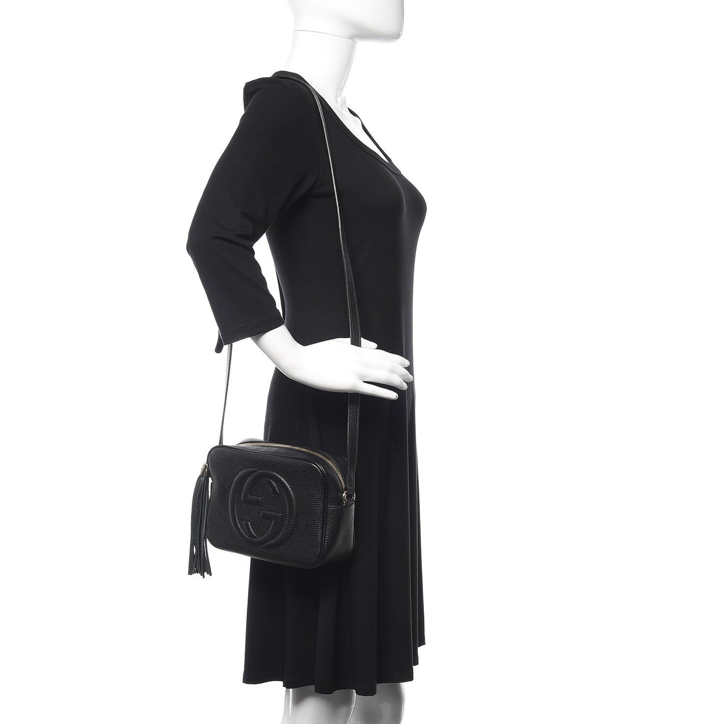 Pebbled Calfskin Small Soho Disco Bag Black