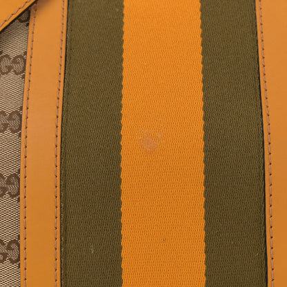 Gucci Monogram Selleria Calfskin Vintage Web Medium Boston Beige Ebony Yellow 13 of 15