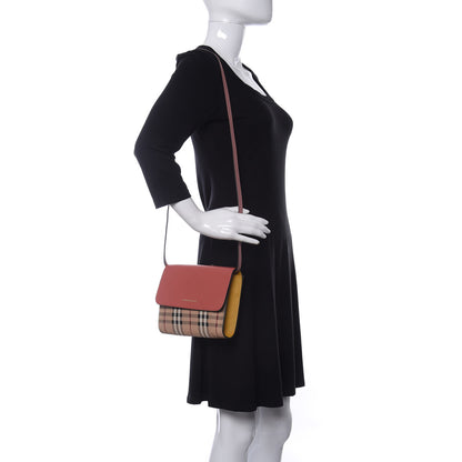 Burberry Derby Calfskin Haymarket Check Small Loxley Crossbody Cinnamon Red Multicolor 2 of 11