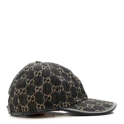 Gucci Denim Calfskin GG Monogram Oscar Baseball Hat M Black Ivory 5 of 11