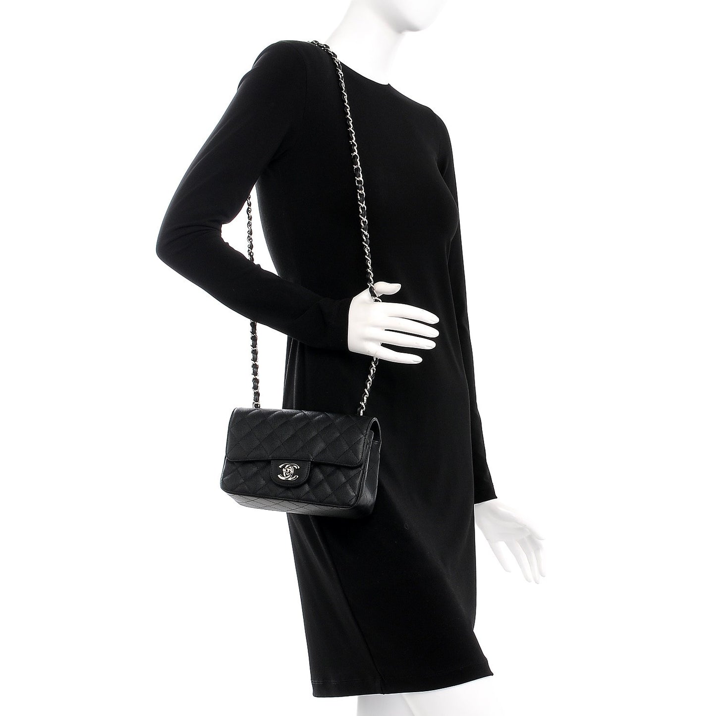Caviar Quilted Mini Rectangular Flap Black