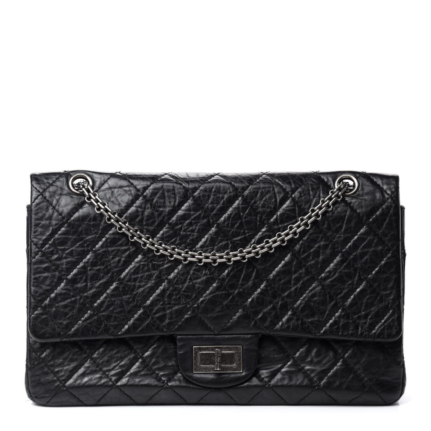 Aged Calfskin Quilted 2.55 Reissue 227 Flap Black