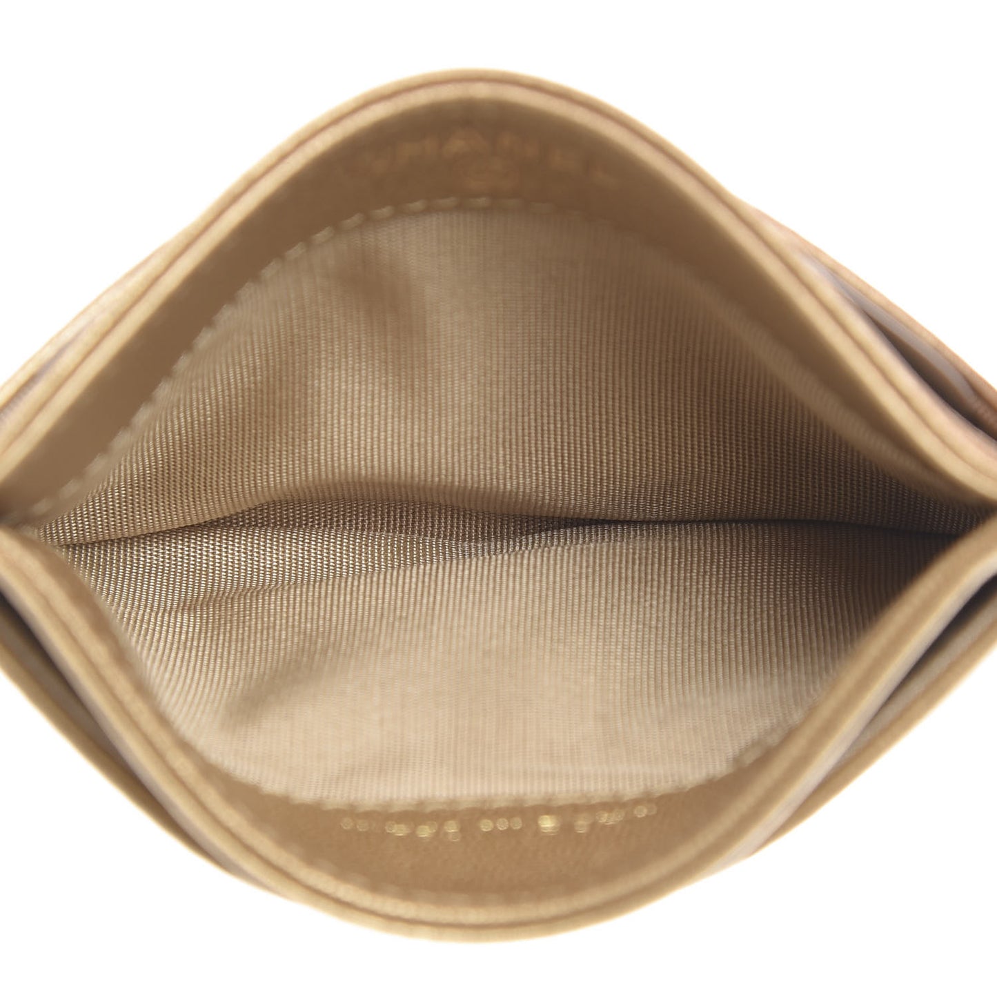 Metallic Goatskin Quilted Chanel 19 Card Holder Gold