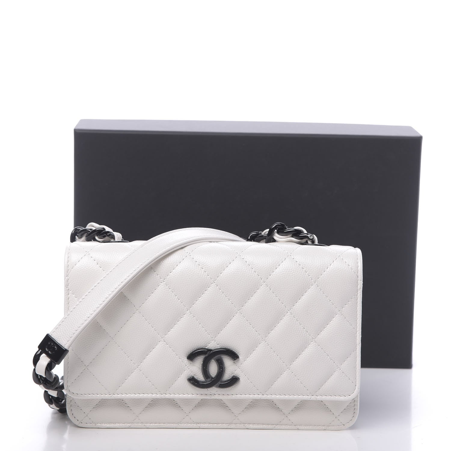 Chanel Caviar Quilted My Everything Wallet On Chain WOC White 12 of 12