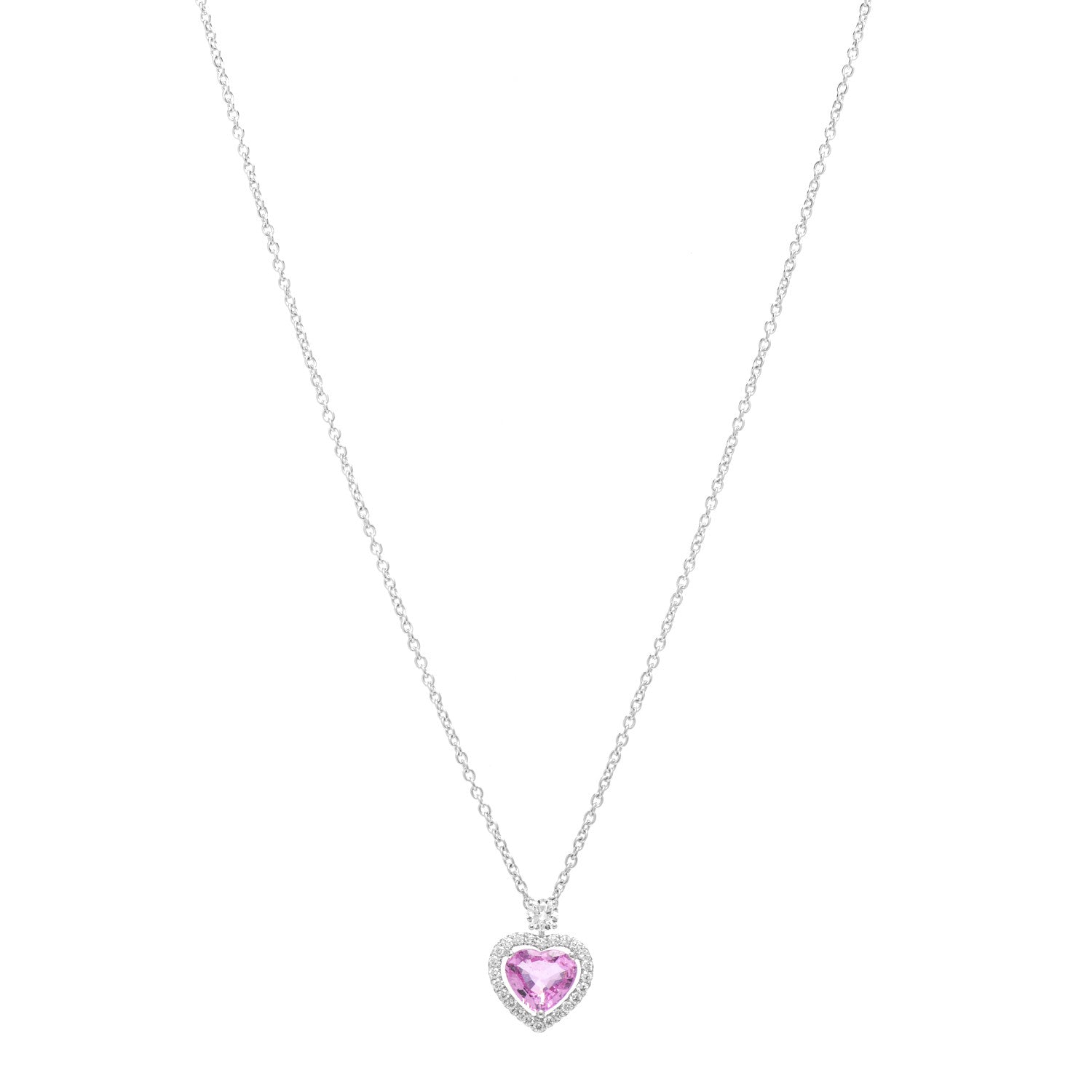 Graff 18K White Gold Diamond Pink Sapphire Constellation Heart Pendant Necklace 1 of 6