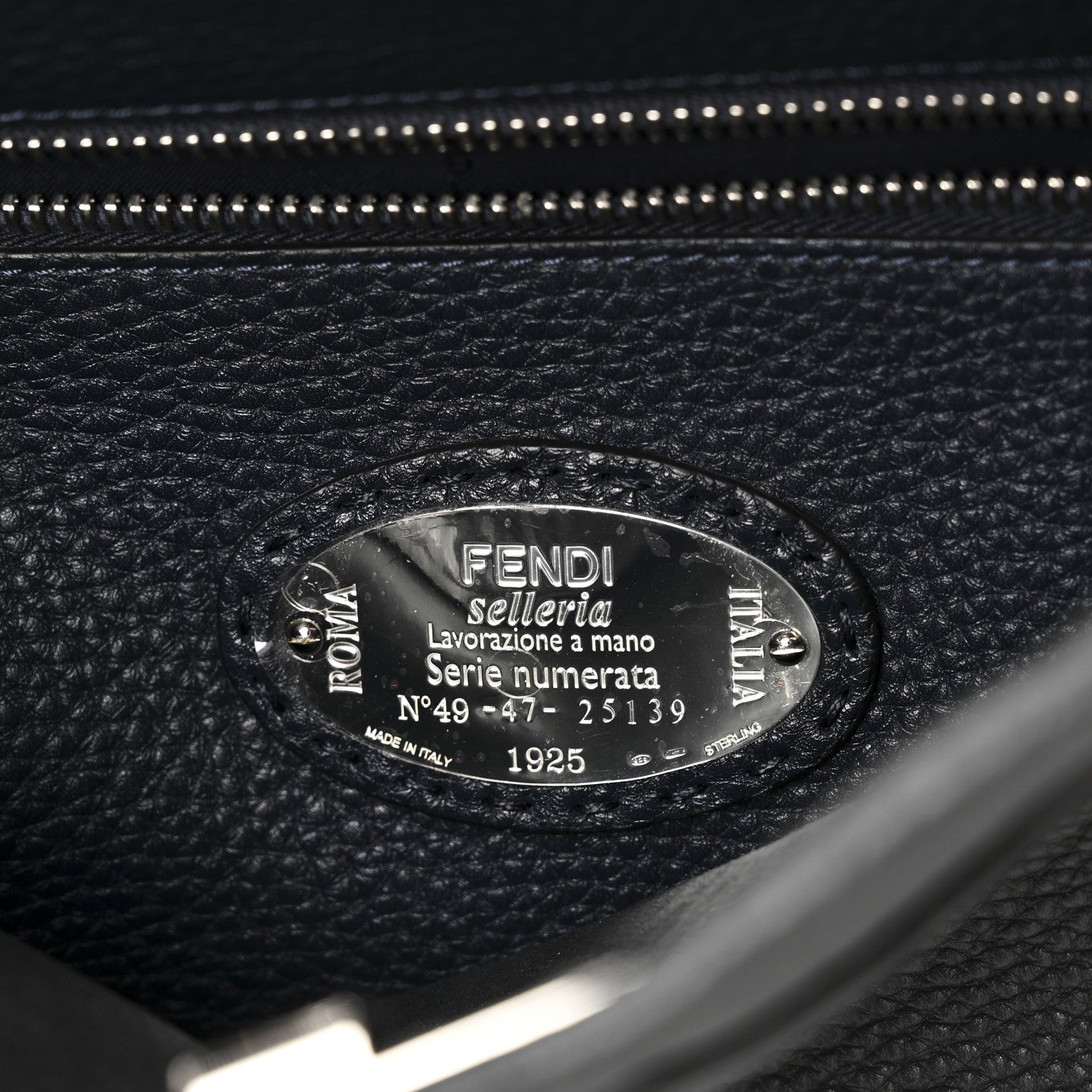 Fendi Cuoio Romano Selleria Bi-Color Large Peekaboo Iconic Fit Satchel Asfalto Lavagna 7 of 10