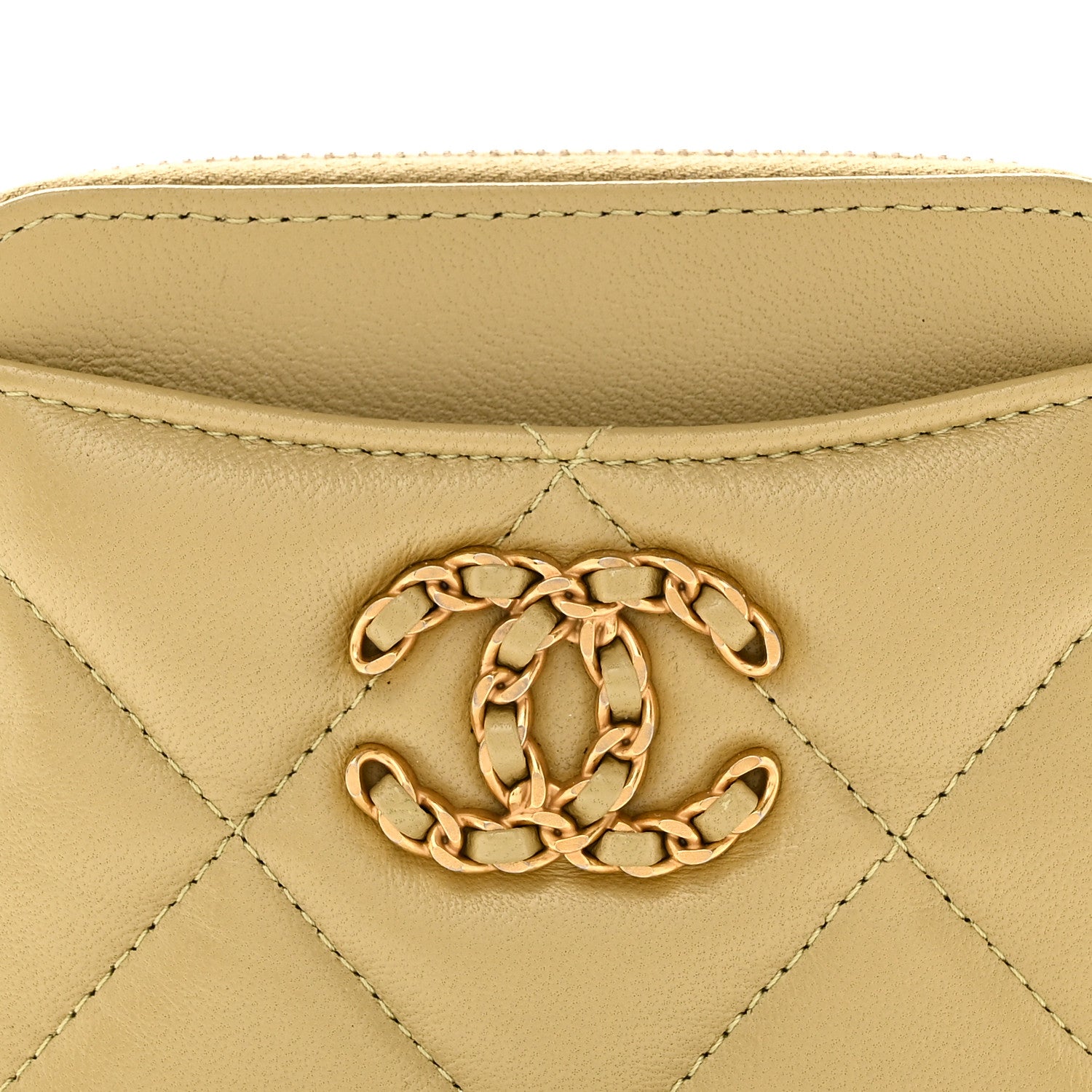 Chanel Lambskin Quilted Chanel 19 Zip Card Holder Wallet Light Green 8 of 8
