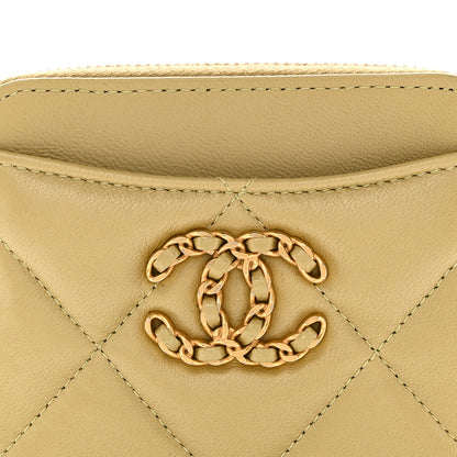 Chanel Lambskin Quilted Chanel 19 Zip Card Holder Wallet Light Green 8 of 8
