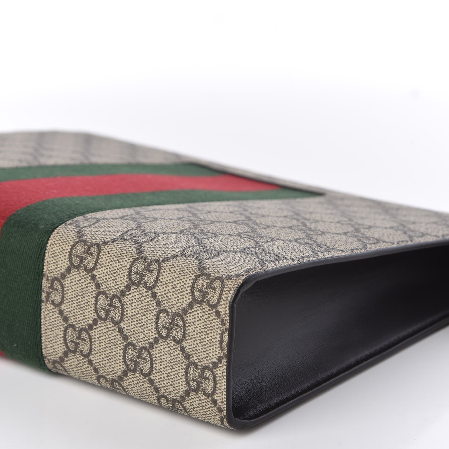 Gucci GG Supreme Monogram Selleria Calfskin Web New Web Cosmetic Case Beige Ebony Cocoa 6 of 9