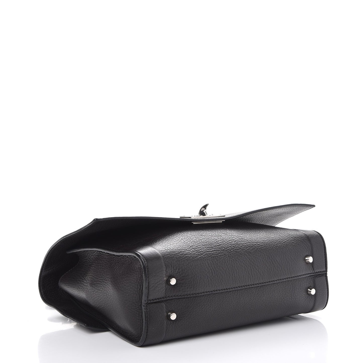 Grained Calfskin Small Shark Lock Satchel Black