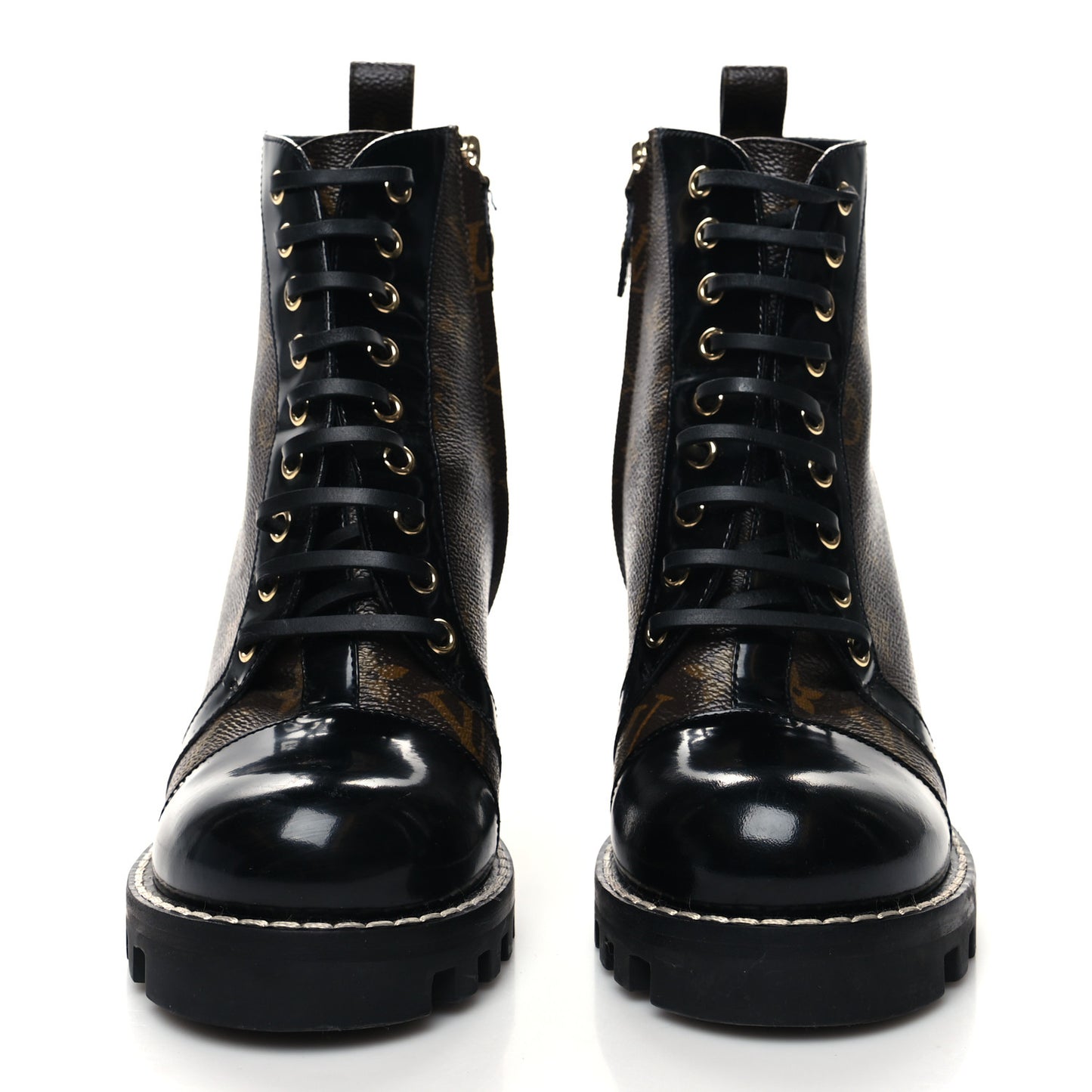 Patent Calfskin Monogram Star Trail Ankle Boots 39 Black