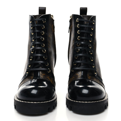 Louis Vuitton Patent Calfskin Monogram Star Trail Ankle Boots 39 Black 2 of 7
