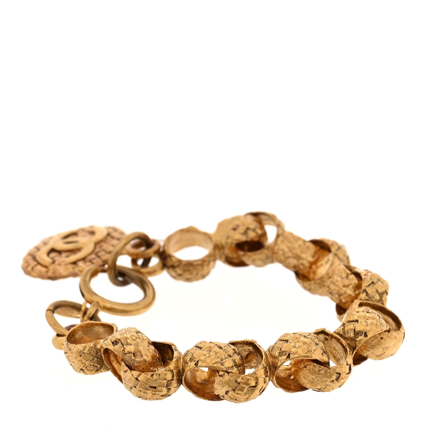 Chanel Metal Quilted CC Coin Bracelet Gold 3 of 4