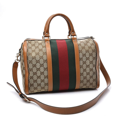 Gucci Monogram Vintage Web Medium Boston Tobacco 2 of 12