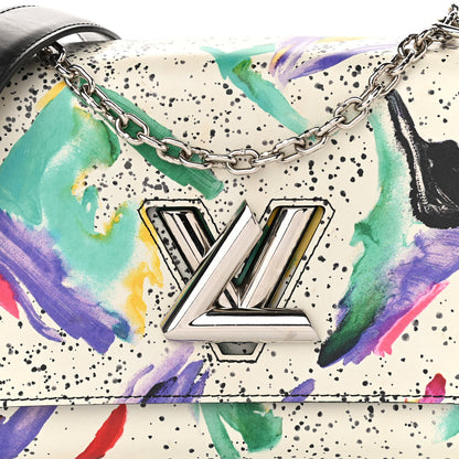 Louis Vuitton Calfskin Splash Print Twist Shoulder Bag MM White 7 of 10
