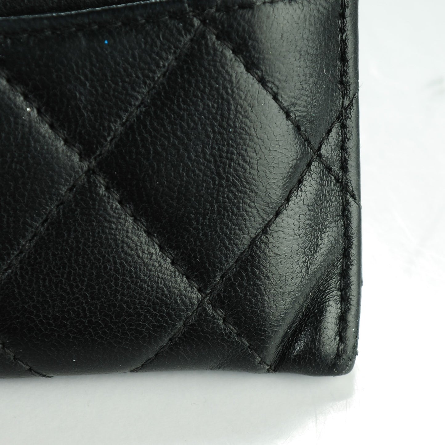 Lambskin Quilted Card Holder Black