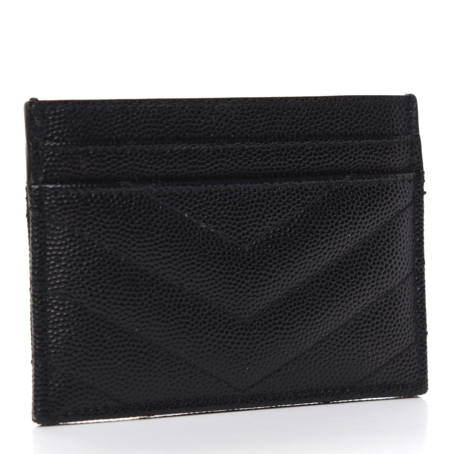 Grain De Poudre Matelasse Chevron Monogram Credit Card Case Black